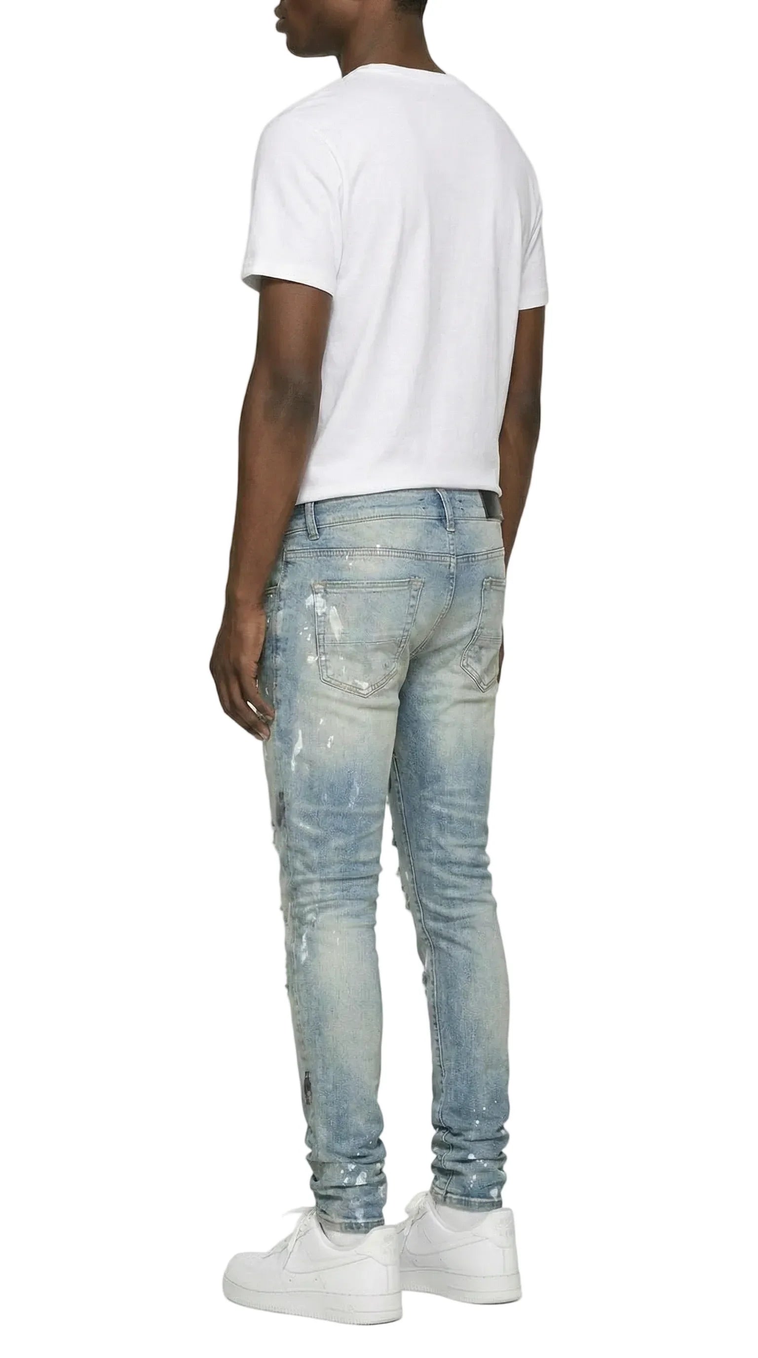 PTC1 Low Rise Slim-Fit / Bleached Indigo Shredded Splatter