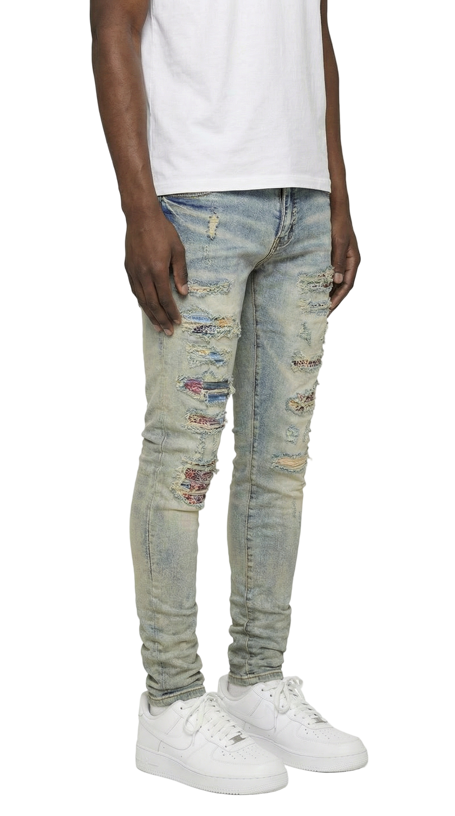 PTC1 Low Rise Slim-Fit / Vintage Indigo Multi-Patch Repair