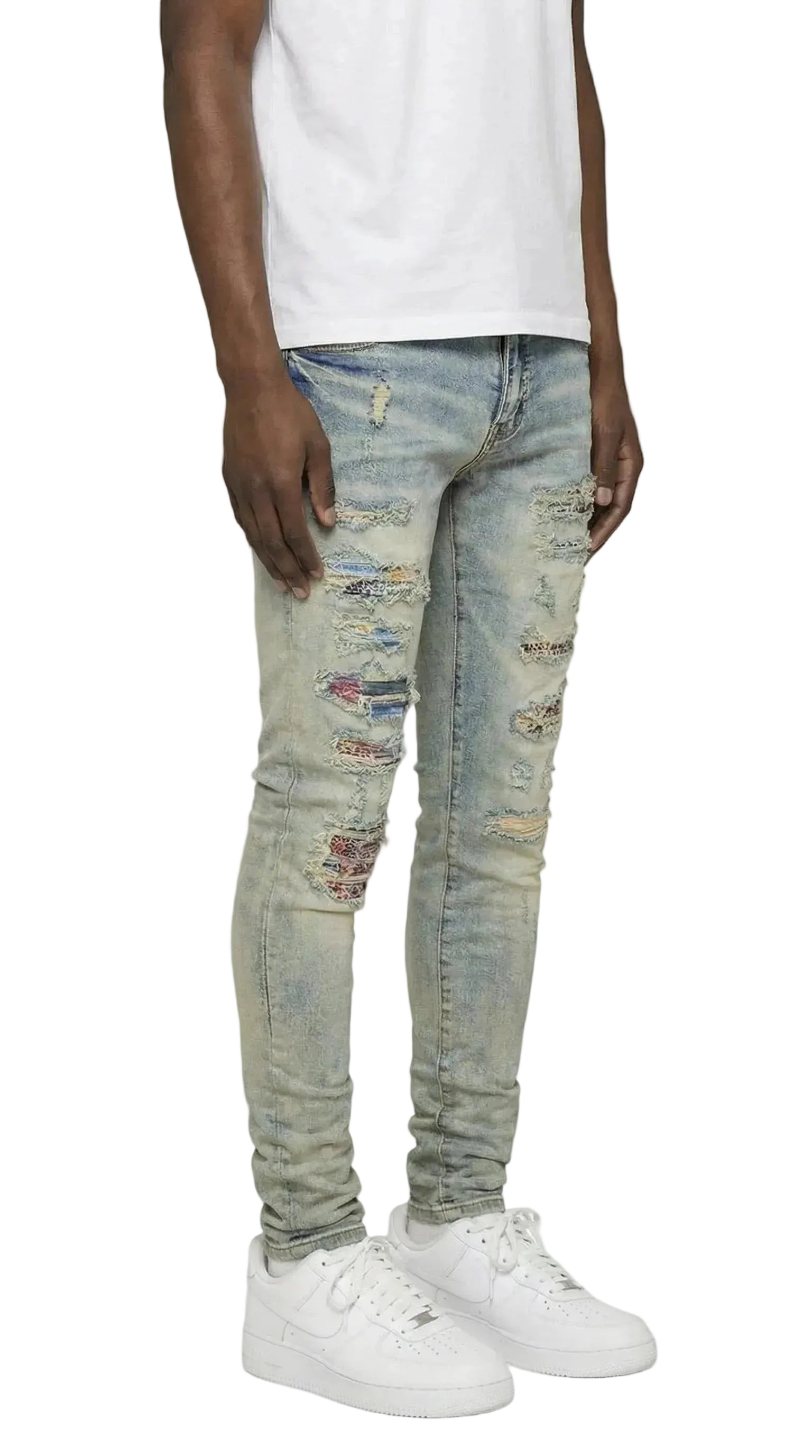 PTC1 Low Rise Slim-Fit / Vintage Indigo Multi-Patch Repair