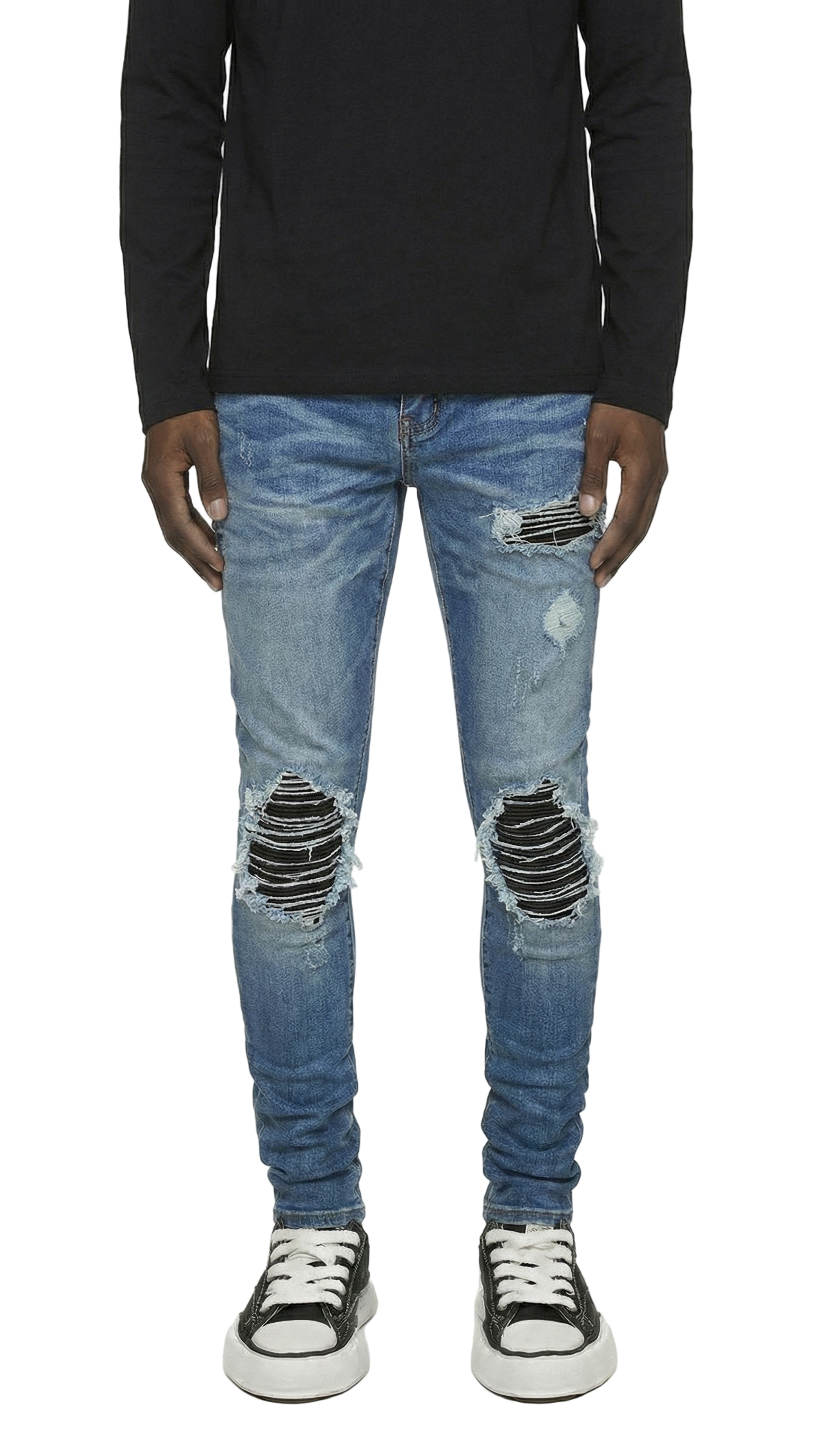 PTC1 Low Rise Slim-Fit / Light Indigo Stripe Repair