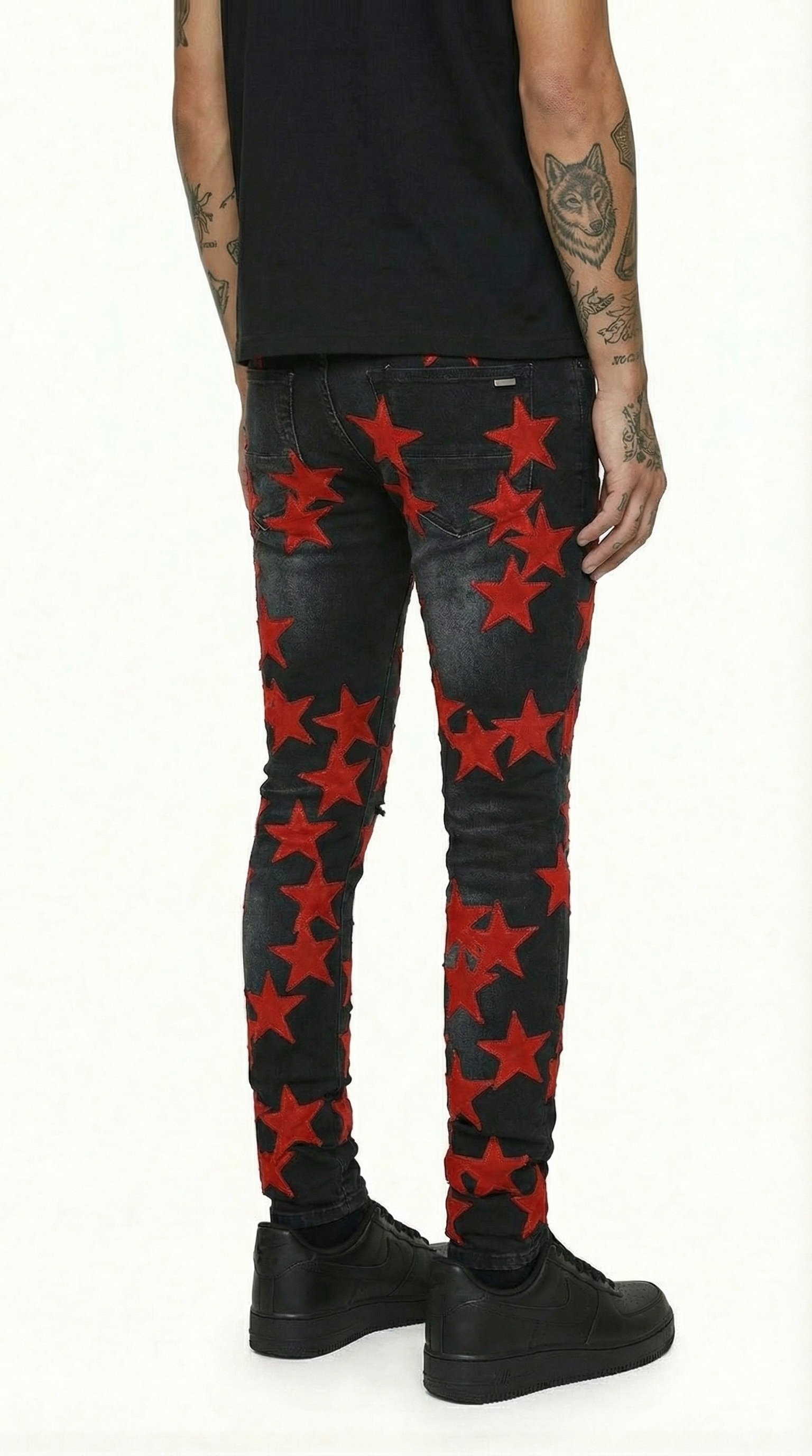STR1 Low Rise Slim-Fit / Core Black Red Star Patch